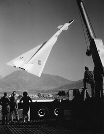 B-70 Model Being Hoisted