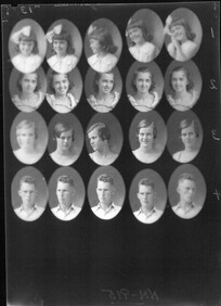 Ping Pong Portraits of three young adults and one child ca. 1933