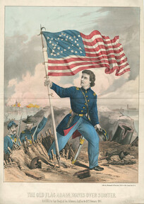 The old flag again waves over Sumter raised by Capt. Bragg of Gen. Gillmore's staff on the 18th February 1865, 1865