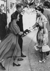 Lady Cooper is presented to Queen Elizabeth