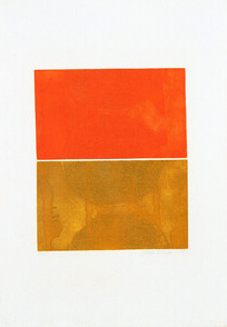 Abstrato Vermelho e SÃ©pia Autor: MarÃ­lia Rodrigues Ano: 1972 TÃ©cnica: Calcografia. Ãgua-tinta DimensÃ£o: 55cm x 38cm