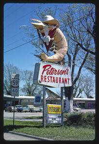 Peterson's Restaurant sign, Wharton, Texas (LOC)