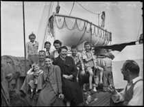 British migrants on the deck of the Georgic, bound for Australia, 1949, Norman Herfort, Pix Magazine