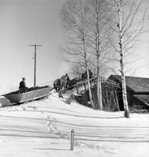 Transport of charcoal to a foundry in JÃ¤rnboÃ¥s, VÃ¤stmanland, Sweden