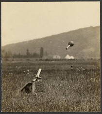 Demonstration of trench mortar (bomb in air)