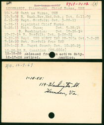 Elisabeth Leonhardt's Nurse Corps Index Card