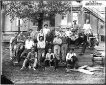Construction workers in front of Oxford Public School 1912