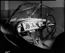 Jaguar with new car radio, Sydney, ca. 1951, by Max Dupain