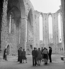 Visitors in St. Katarina church ruin, Visby, Gotland, Sweden