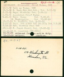 Elisabeth Leonhardt's Nurse Corps Index Card