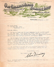 Ore Chimney Mine letter - 1916