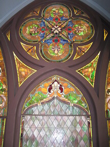 Stained Glass Window at Tyrrell Historical Library