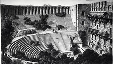 A gravure of Aspendos Theatre