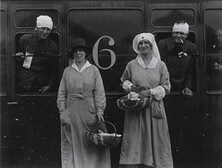 U.S. Army Evacuation Hospital Nos. 6 & 7, Souilly, France, Red Cross workers minister to the wounded