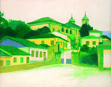 Ouro Preto  Autor: Glauco Rodrigues Ano: 1977 TÃ©cnica: Ã³leo sobre eucatex DimensÃ£o: 78 cm x 96 cm