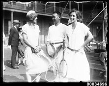 Entertaining visiting Japanese naval officers at a tennis party at Victoria Barracks, 26 January 1924
