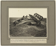 A tank loaded with wooden bridging material ... stranded in a trench in the Hindenburg Line, Belley Wood, near Villeret