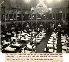 The Dome Hospital [Brighton], showing some of the 689 beds in the whole hospital. These beautiful seaside palaces have been converted into hospitals for Indian troops, and are fitted with every modern convenience. Photographer: H. D. Girdwood.