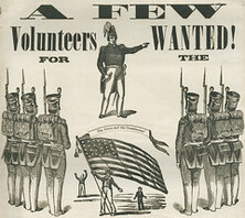 Soldiers standing at attention woodcut, 1861