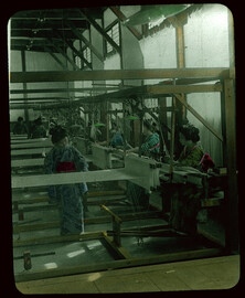 Hand-weaving in factory.