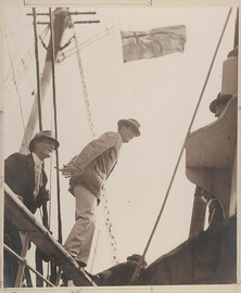 Madigan at the rail & Mawson stepping from the rail of the Aurora, 1911-1914