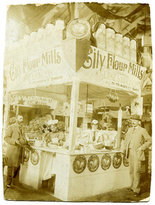 Lake & Bailey City Flour Mills exhibition booth. [1900]