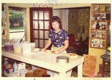 Gladis Atherton making pies - 1972