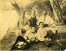 Portrait of Armenian Americans by river, Fresno, California, c. 1920s
