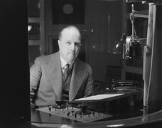 Radio announcer Markus Rautio in the studio, ca. 1930.