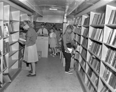 Patrons in the Edmonton Public Library Book Mobile, Alberta