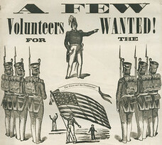 Soldiers standing at attention woodcut, 1861