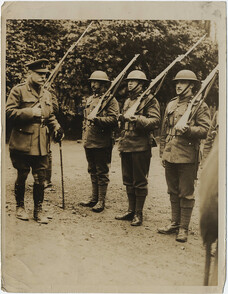 Field Marshal Sir Douglas Haig inspects guard at a Canadian Division Headquarters