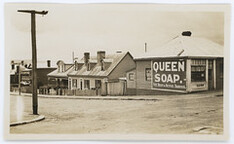Hobart - Patrick Street near corner of Harrington Street. Shows house at 78 Patrick Street. Partial view of shop showing painted advertisement for Queen Soap (c1920)