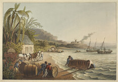 Ten Views in the Island of Antigua, in which are r - caption: 'Sugar-Hogsheads'