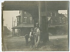 African American worker at a work site near the Trenton Elevated Railroad Bridge in Philadelphia.