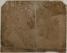 Mary GallÃ©n skiing in Malmi, Helsinki, 1890; print 2 of the photograph.