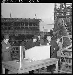 President Urho Kekkonen giving a speech at the foundation stone ceremony of the University of Technology new main building