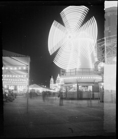 Luna Park, Sydney, lighted windmill, 1948 / photographed by Brian Bird