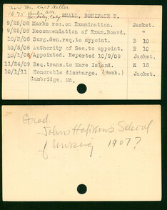 Boniface T. Small's Nurse Corps Index Card