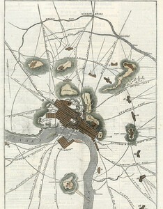 Map of Richmond, Virginia, and its environs, showing the Rebel forts, etc.