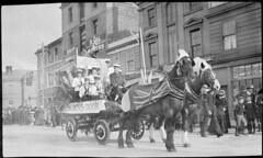 Hobart - Parade - a horse drawn cart in Morrison Street near Murray Street intersection in parade for return of W.W.I. Anzacs