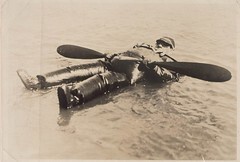 Vincent P. Taylor [in inflatable rubber suit] floating on San Francisco Bay, Sept. 29th, 1926 / Taylor Family photographs