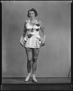 Tattooed lady Betty Broadbent, 4 April 1938