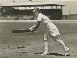 Mrs Spear, playing cricket, ca. 1935, Sam Hood