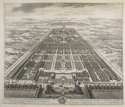 The BL Kingâ€™s Topographical Collection: "MAISON DE PLAISIR D'HERRENHAUSEN DE S.A. ELECTORALE DE BRUNSWIC LUNEBURG &c. &c. &c. = ZYNE CEURVORSTELYKE DOORLUGTIGHEYD VAN BRUNSWIC LUNENBURG VOORTREFFELYKE LUSTPLAATS GENAAMT HERRENHAUSEN."