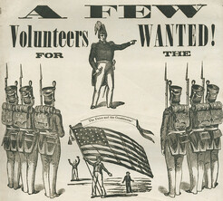 Soldiers standing at attention woodcut, 1861