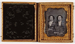 Daguerreotype. Portrait of two young women.