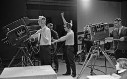 Filming a television program at Frenckellâ€™s studio in Tampere, 1.2.1965