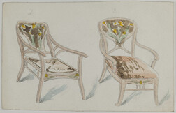 Johann Friedl's sketchbook: watercolour with two chairs