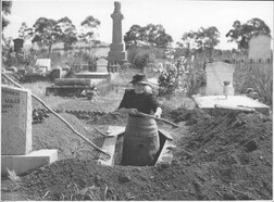 Josephine Smith digging a grave at the Drouin Cemetery, Victoria, [2]
